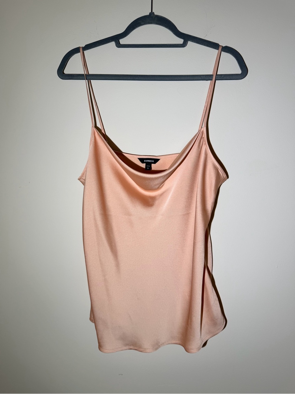 Express Satin Cowl Neck Camisole in Peach